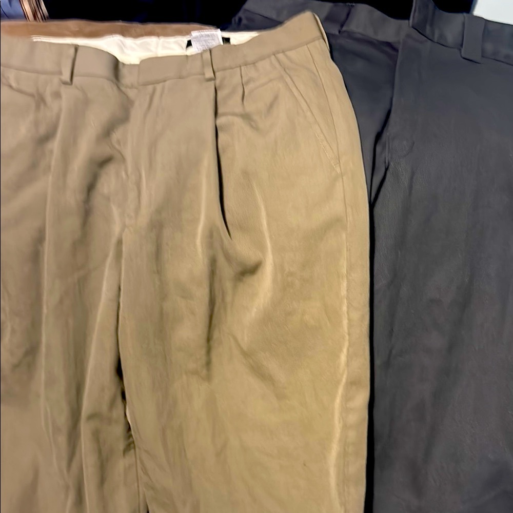 2 pair pants 1 flat front Dickies 874 Flex & 1 Eddie Bauer pleated both 34 x 34